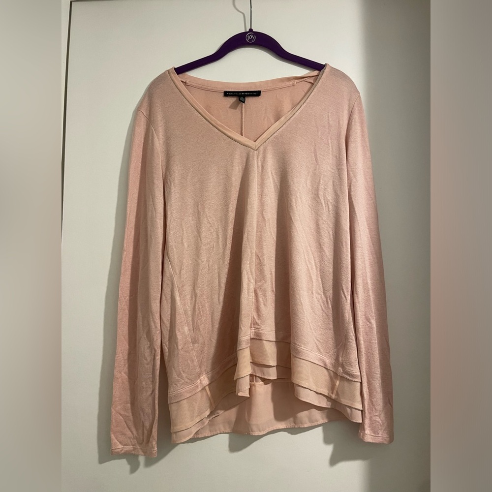 White House Black Market Blush Long Sleeve Top